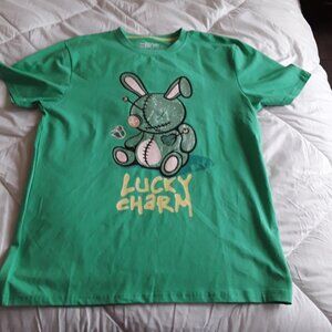 EUC BKYS Lucky Charm Rhinestone T-Shirts Green Size Med